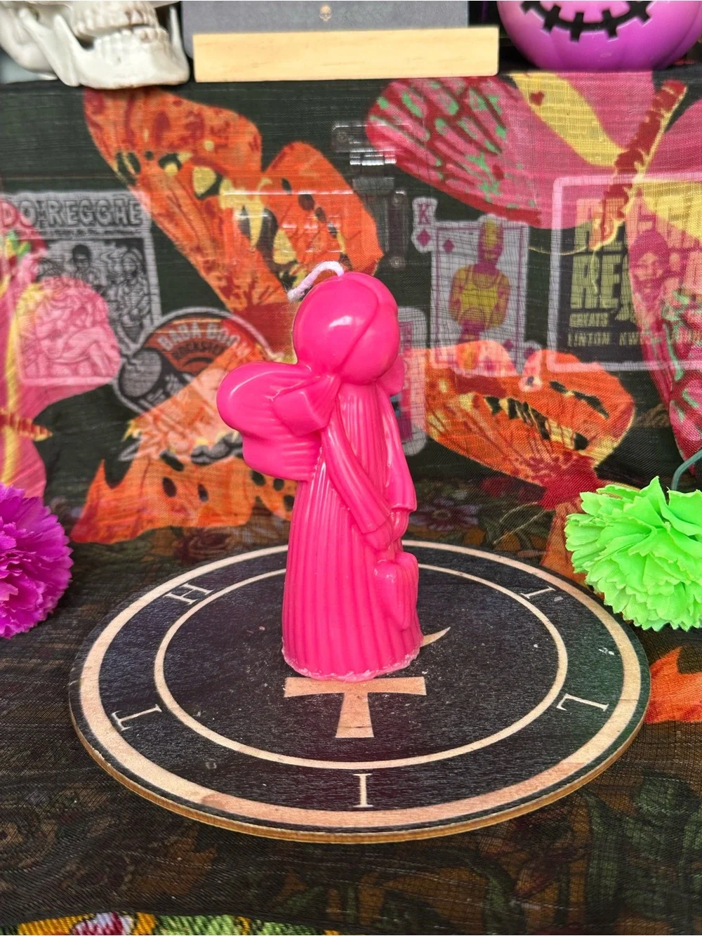 Handmade Pink Angel Candle with Heart – Spiritual Decor